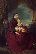 Franz Xaver Winterhalter The Empress Eugenie Holding Louis Napoleon, the Prince Imperial on her Knees china oil painting artist